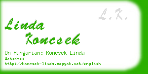 linda koncsek business card